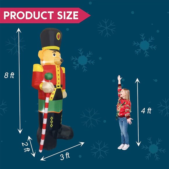 8 FT Christmas Inflatables Giant Nutcracter‎ Christmas Inflatable Outdoor Deco - Picture 4 of 7